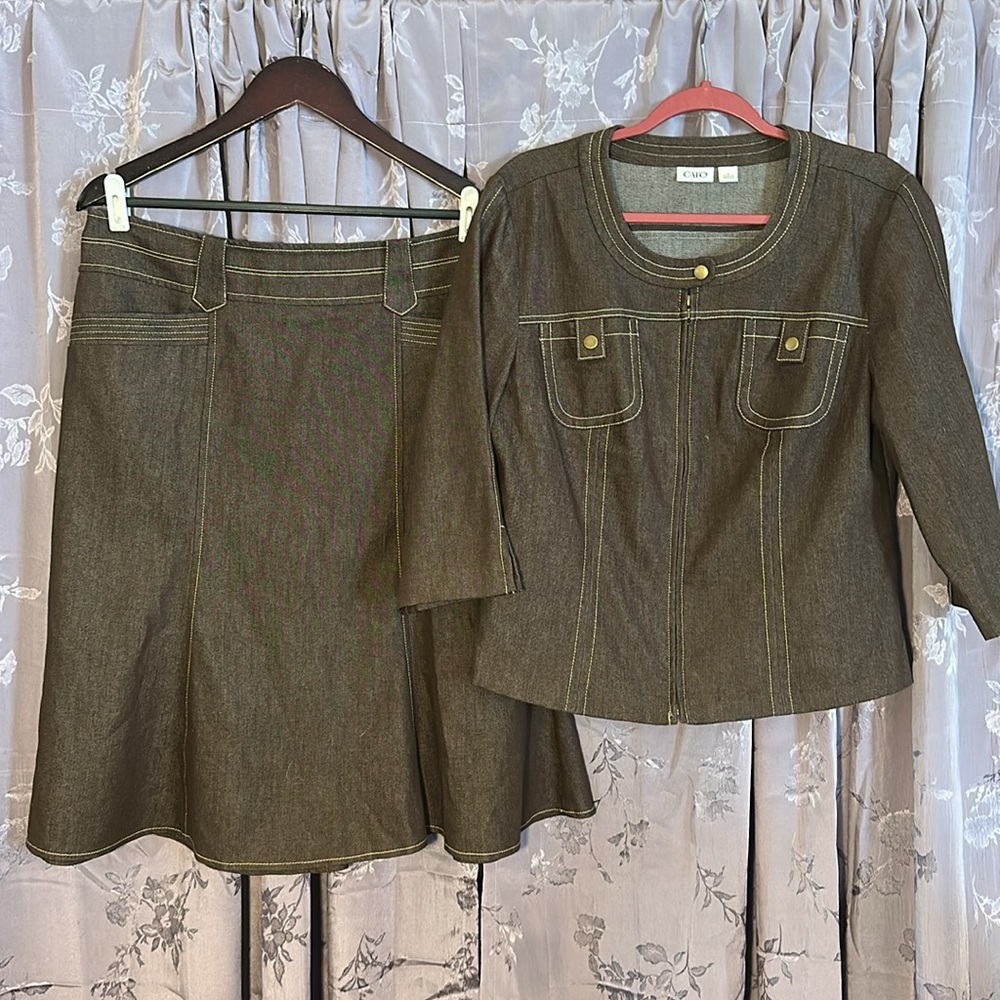 Cato Brown Jacket and Skirt Set